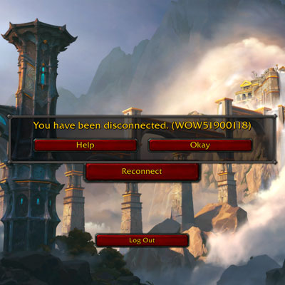 Error WOW51900118 - You have been disconnected in World of Warcraft